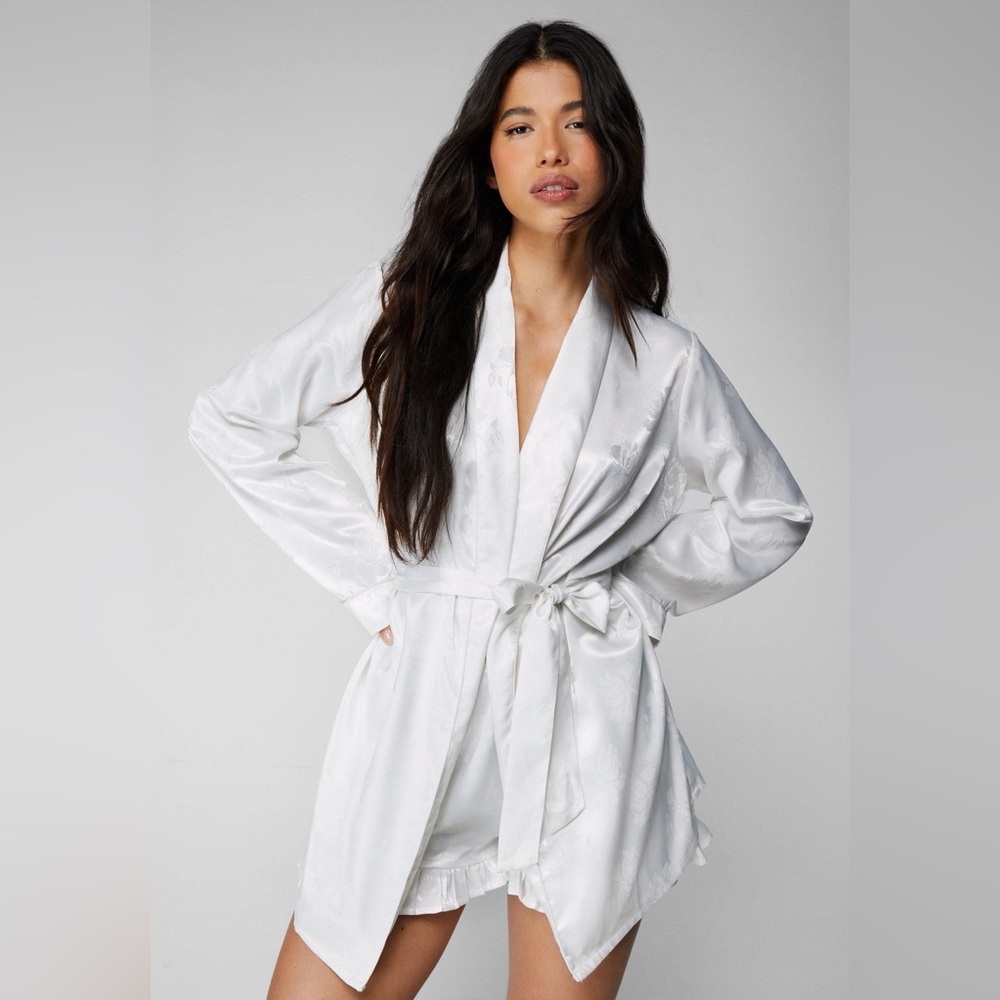 Nasty Gal Floral Satin Jacquard Mini Robe
